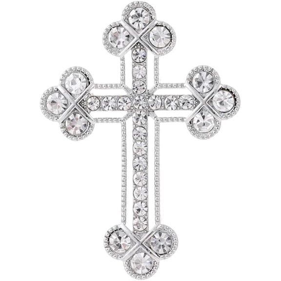 Sparkle Crystal Holy Cross Brooch for Women Men Sparkle Dainty Rhinestones Cross Lapel Pin Men's Tie Pins Christian Religious Faith Cubic Zirconia Wedding Brooches Suit Clothing Accessories Jewelry