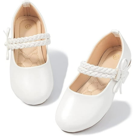 

QWZNDZGR Toddler Little Girls Flower Dress Shoes Mary Jane Ballet Flats Easter Party School Princess Wedding Shoes