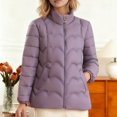 thumbnail image 2 of Packable Puffer Jacket Women Plus Size Winter Warm Jacket Padded Coats Lightweight Down Coat Long Sleeve Outerwear, 2 of 5