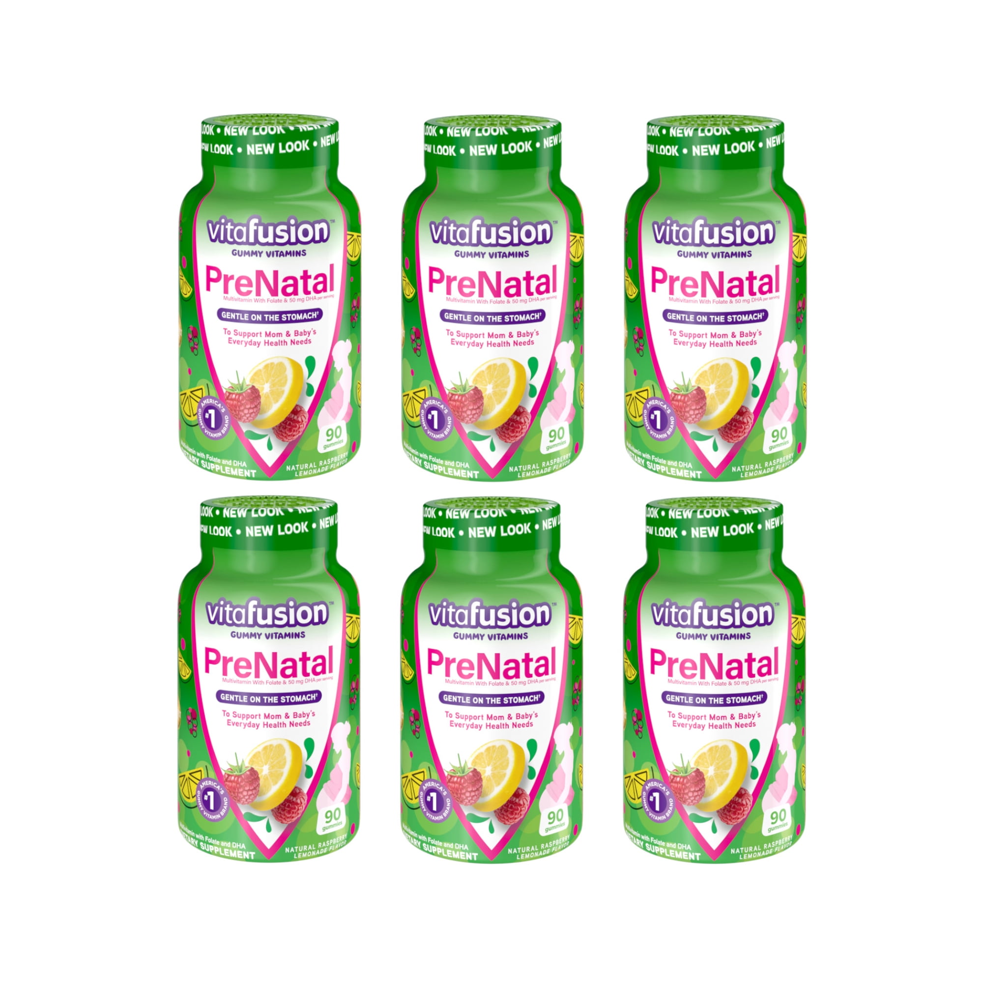 Vitafusion PreNatal Dietary Supplement, Lemon & Raspberry Lemonade Flavors 90 ea (Pack of 6)