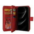 thumbnail image 4 of Phone Case for iPhone 17 Pro Max, Wallet Case Luxury Folio Flip Leather Cover [Zipper Pocket] [Wrist Strap] [Kickstand] for iPhone 17 Pro Max, Red, 4 of 12