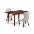 thumbnail image 2 of East West Furniture East-West Furniture PSSI3-MAH-35 - A dinette set of 2 fantastic parson chairs using Linen Fabric Doeskin color and an attractive 12" butterfly leaf rectangle kitchen table in..., 2 of 5