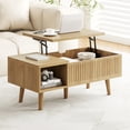 thumbnail image 5 of Pusnapku 37" Lift Top Coffee Table, Wood Fluted Rectangle Dining Table with Hidden Compartment, Open Cubby, Center Desk for Home Office, Living Room, 5 of 9