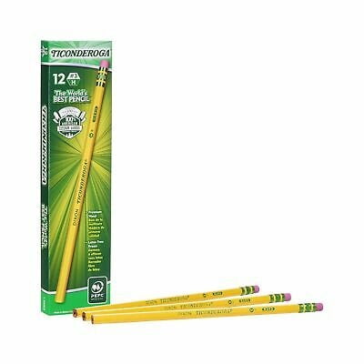Dixon Ticonderoga Pencils, H Hard Lead, Black