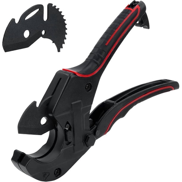 PVC Plastic Pipe Cutter Cutting Ratchet with Replacement Blade, 42mm Pipe and Tube Cutter, Cutting Plumber Heavy Duty Tube for PVC CPVC PPR Maintenanc