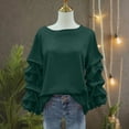 thumbnail image 3 of Women's Irregular Sleeve Sweatshirt, Fashion Oversized Pullover, Casual Loose Fit Crewneck Top, Drop Shoulder Long Sleeve Blouse, Trendy Streetwear Sweater for Women Blackish Green L, 3 of 7