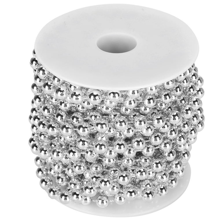 Mandala Crafts Faux Silver Pearl Beads Garland - 10mm 11 yds Silver Pearl Strands Spool Pearl String Bead Roll Pearl Garland for, Pearl