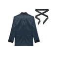 thumbnail image 6 of Zaldita Men's Smoking Jacket Satin Gown Robe Long Sleeve Short Kimono Smoking Robe Coat with Belt Navy Blue S, 6 of 7