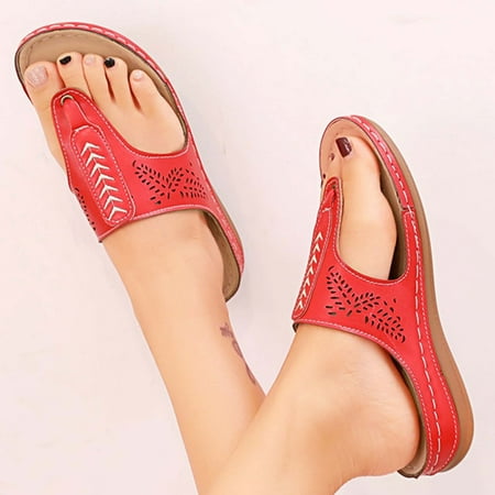 

BONIXOOM Wedge Sandals for Women Clearance Fall None Wedge Casual Fashion Shoes for Women Red Size 5.5