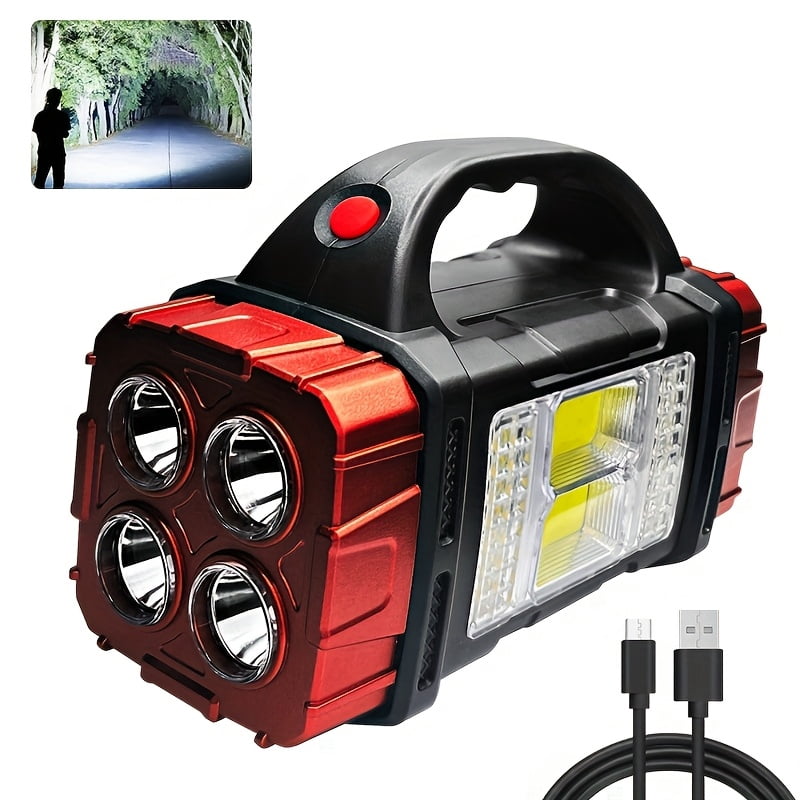 Solar LED Camping Lantern - 1500mAh Battery, USB Charging, Spotlight - Compact & Waterproof for Hiking/Emergencies