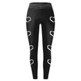 thumbnail image 5 of Women Valentine's Day Leggings Casual Solid with Side Heart Print Trousers Slim Elastic High Wais Stretch Long Boot Pants A-Black L, 5 of 5