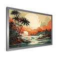 thumbnail image 2 of Designart "Tropical Dreams in Art Deco Sunset I" Landscapes Framed Wall Art Decor - Modern Green Abstract Landscapes Living Room Framed Canvas Art, 2 of 6