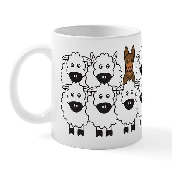 CafePress - Red Kelpie And Sheep Mug - 11 oz Ceramic Mug - Novelty Coffee Tea Cup
