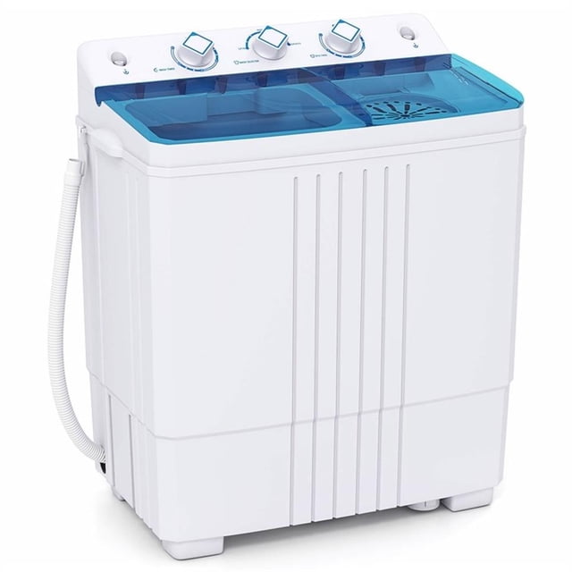 Pemberly Row Compact Mini Portable Twin Tub Washing Machine 20 Lbs in Blue