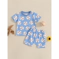 thumbnail image 3 of AceBaby Toddler Baby Boy Summer Baseball Short Sleeve Shirt and Shorts Outfit Set,3M-3T, 3 of 9