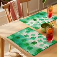 thumbnail image 4 of St. Patrick's Day Placemats Set of 4 Watercolor Botanical Green Clovers Place Mats Indoor Wipeable Table Mats Washable Cloth Dining Table Placemats for Kitchen Holiday Party Home Decor 13x19 Inch, 4 of 9