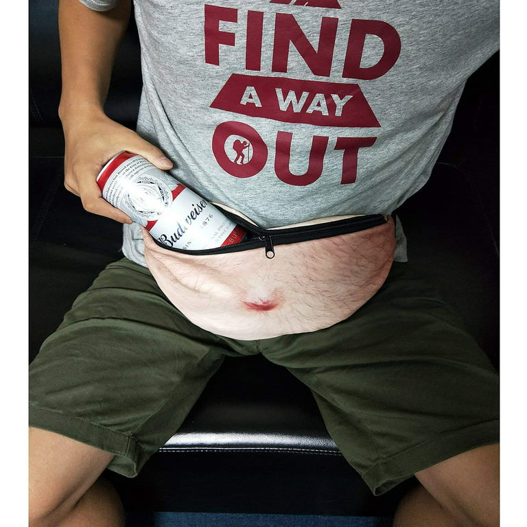 Belly Fanny Waist Pack Unisex Dad Bag Fake Beer Belly Waist Bag Funny Gag  White Elephant Gifts