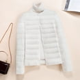 thumbnail image 3 of Chaqueta de plumón ligera para mujer, cuello redondo corto, interior fino, chaqueta interior delgada de gran tamaño, ventilador de moda, 3 of 4