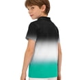 thumbnail image 4 of longantii Boys Short Sleeve Polo Shirt Casual School Uniform Shirt Gradient Color Button Down Collared Golf Shirt Comfort Kids Summer Tops White 8-9 Years, 4 of 6