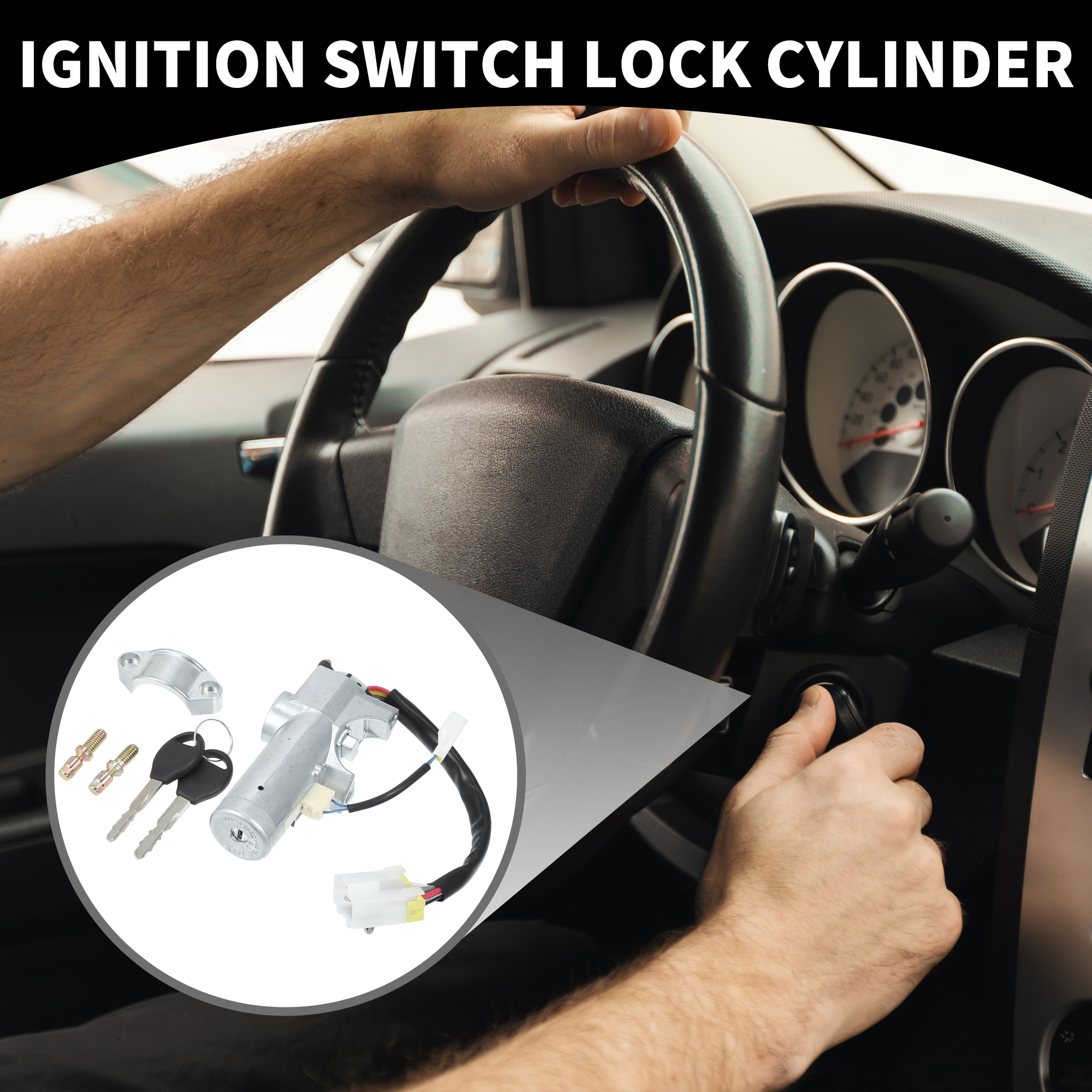 Unique Bargains Ignition Lock Cylinder W/ Keys No.D87004S100 - Car Ignition Switch Lock