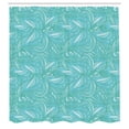 thumbnail image 2 of Ambesonne Blue Shower Curtain, Doodle Style Ocean Waves Leafy, 69"Wx75"L, Turquoise and Aqua, 2 of 4