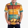 thumbnail image 2 of Balery Vintage Beach Sunset Printed Men’s Short Sleeve Polo Shirt, Midweight Men's Shirt,Golf Polo shirts -X-Large, 2 of 8