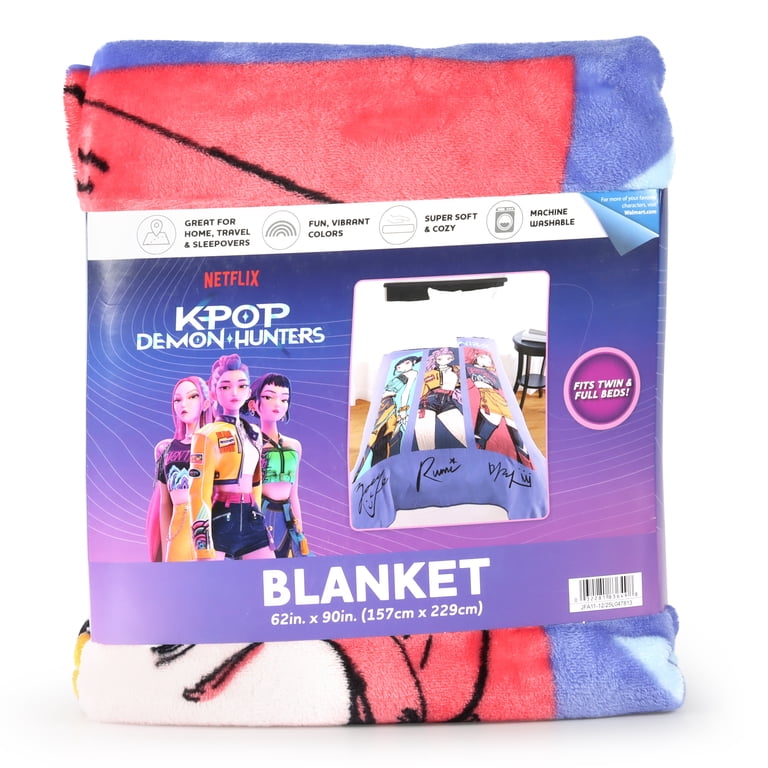 KPOP Demon Hunters Kids Silk Touch Blanket, Huntirx Trio, Purple