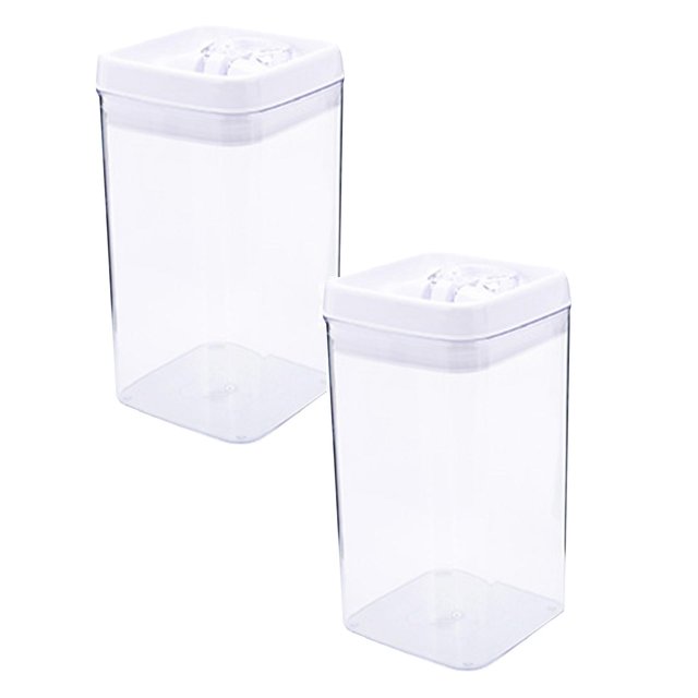 Oleegame 2PC Trashcans For Bedroom Airtight Food Storage Cereal Plastic Kitchen Pantry Storage Container Silver