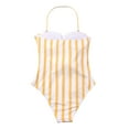 thumbnail image 3 of Franhais Summer Ladies One-piece Swimsuit, Adults Women Vertical Stripe Strapless Tie Up Sleeveless Backless Ruched Swimwear, 3 of 7