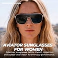 thumbnail image 2 of GRINDERPUNCH Polarized Narrow Fit Aviator Sunglasses for Men Women UV400 Protection Trendy Square Lightweight Sunglasses - Gloss Black, 2 of 9