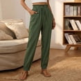 thumbnail image 3 of Perfectbot Women's Casual Drawstring Pants Ruffle Elastic Waist Cuff Bottom Pants with Pockets, 3 of 8