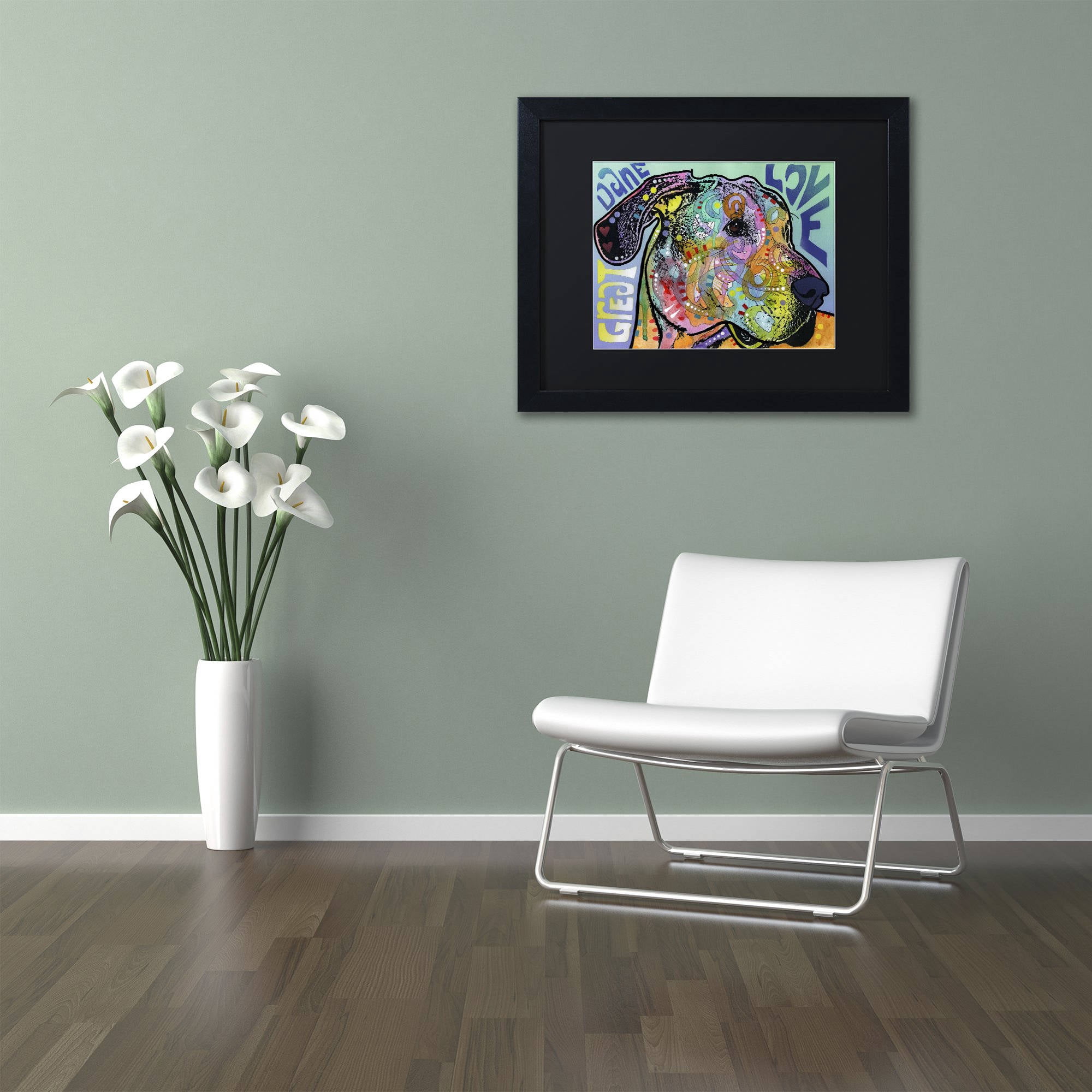 Trademark Fine Art 'Great Dane Luv' Canvas Art by Dean Russo, Black Matte, Black Frame