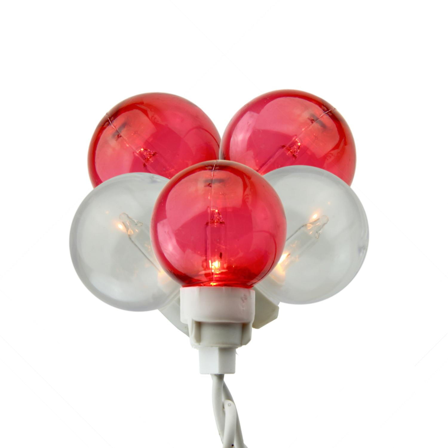 set of 100 red and white g30 globe icicle christmas lights white wire red christmas lights for sale