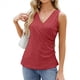thumbnail image 2 of Camisetas Sin Mangas de Verano para Mujer, Informales, con Bordado de Ojales, Cómodas, con Diseño de Botones, Corte Entallado, Básicas. Rojo S, 2 of 10