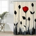 thumbnail image 2 of 60x72 Inch Shower Curtains for Bathroom Vintage Floral Fabric Bath Curtain Decor Spring Farmhouse Abstract Red Flowers Waterproof Restroom Curtains Shower Set Accessories with 12 Hooks 60 Inch, 2 of 6