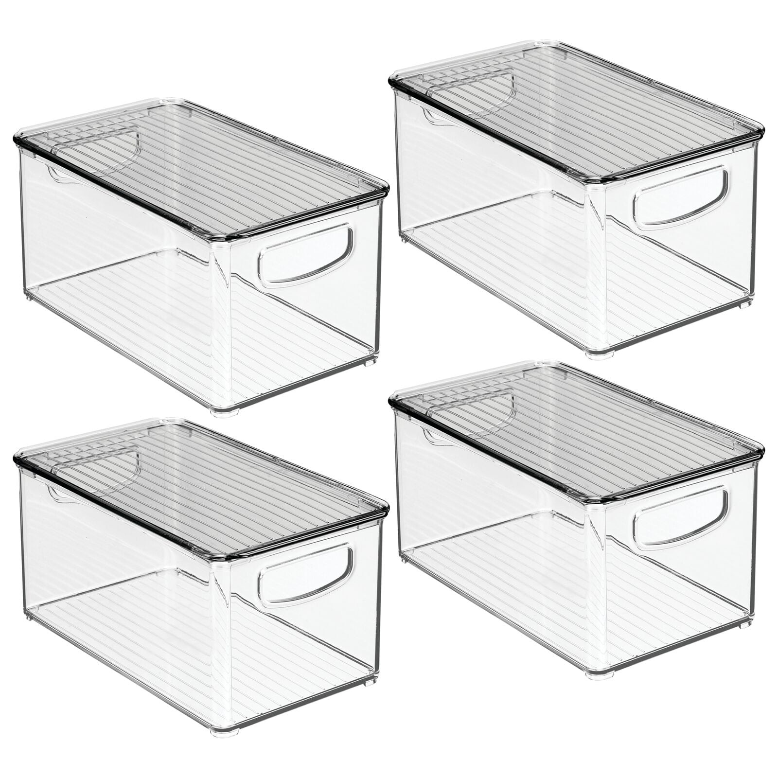 Clear/Smoke Lid for Home Office Workspace mDesign Plastic Storage Bin 2 Pack 