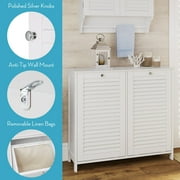RiverRidge Ellsworth Double Tilt-Out Laundry Hamper Cabinet with Cloth Storage Bag - White
