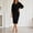 Black, variant on Asgosdo Women Cowl V Neck Batwing 3/4 Sleeve Office Pencil Midi Sheath Dress