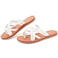 thumbnail image 2 of Ataiwee Women's Flat Slide Sandals - Casual Comfort Braided Multiple Cross Pinstripe Flat Summer Sandals., 2 of 6