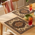 thumbnail image 4 of Retro Boho Flower Placemats Set of 12 Orange Multi Traditional Oriental Place Mats Indoor Wipeable Table Mats Washable Cloth Dining Table Placemats for Kitchen Holiday Party Home Decor 13x19 Inch, 4 of 9