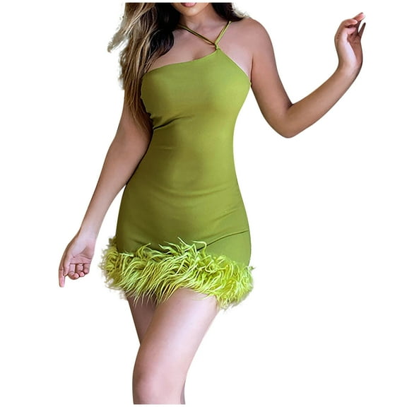 YanHoo Women's Cocktail Dresses Sext Sleeveless Strappy Wrap Hip Dress Ladies Slim Summer Party Mini Dress