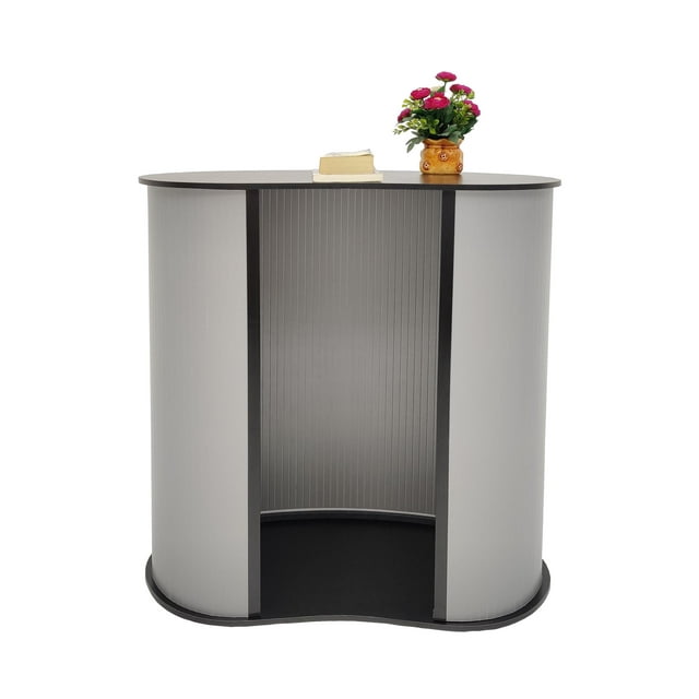 36.4" Tall X 35.6" Wide X 17" Deep Portable Lightweight Tradeshow Podium Lectern Pulpit Economy Event Party Wedding White Or Black Easy to Carry Speaker Organizer Table Countertop