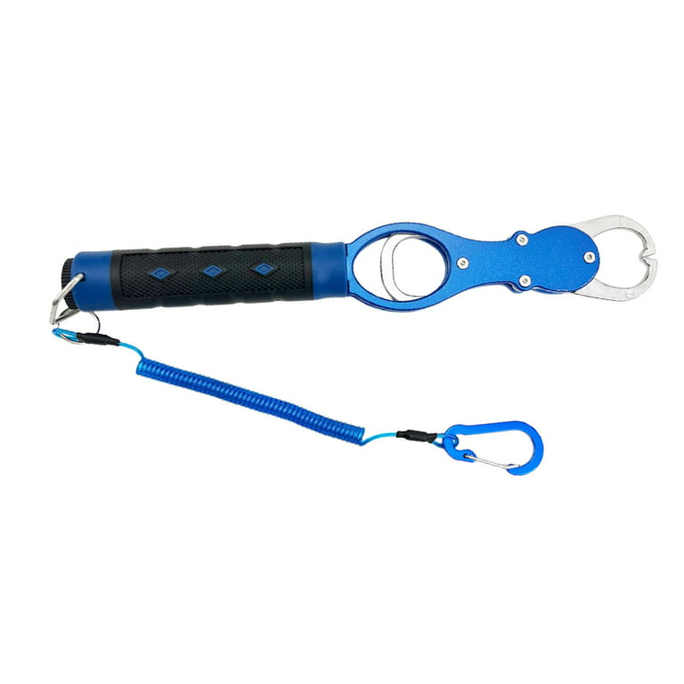 Fish Lip Gripper with Weight Scale Fishing Lip Gripper Fishing Grabber Scale, Aluminum Alloy Clips Fish Lip Grabber for Ice Fishing ,Women Men Blue