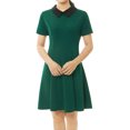 thumbnail image 1 of Dde San Patricio Casual PaMujer, Cuello Peter Pan, Mangas Cortas, Vestido De Punto Acampanado Por EnciDe RodilVerde XL, 1 of 4