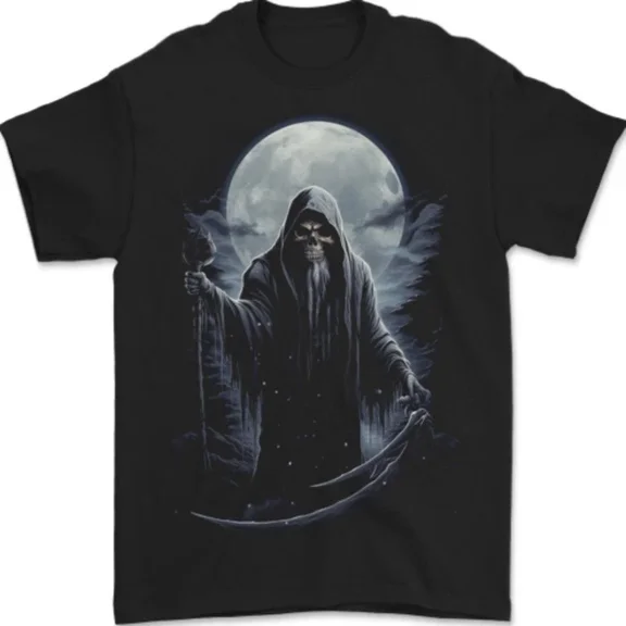 Hot Trending T-Shirt With Full Moon Grim Reaper T-Shirt Design Preview Only