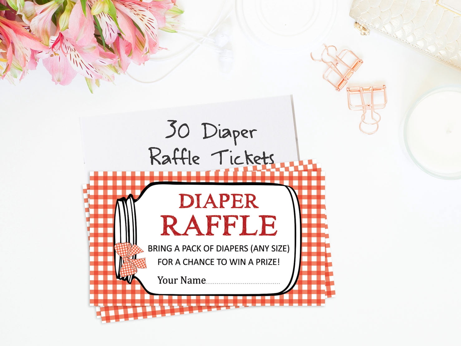 Inkdotpot 30BBQ Baby ShowerDiaper Raffle Ticket Lottery Insert Cards Supplies Games For Baby Shower Party Bring A Pack Of Diapers To Win Favors Gifts And Prizes