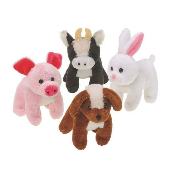 U. S. Toy Plush Furry Farm Animals, Multicolor, 12 Each Set