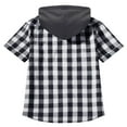 thumbnail image 6 of Donemore Men's Flannel Hoodie Jacket Button-Down Flannel Shirt with Drawstrings & Chest Pockets Casual Fashion Short Sleeve for Men, 6 of 7