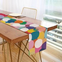 Yayeee Table Runner 70 inches Long Home Kitchen Dinning Party Decoration, Dark Colorful Circles