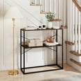 thumbnail image 2 of Costway 36” Console Table with Wooden Textured Open Shelves & Metal Frame for Hallway Brown, 2 of 10
